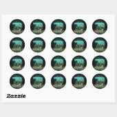 Luxe turquoise en gouden gebrandschilderd 70ste ve ronde sticker (Vel)
