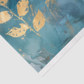 Luxe Turquoise en Gouden Huwelijks Botanische Deco Tissuepapier (Detail)
