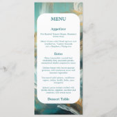 Luxe Turquoise en Gouden Kwaststreken Menu (Voorkant)