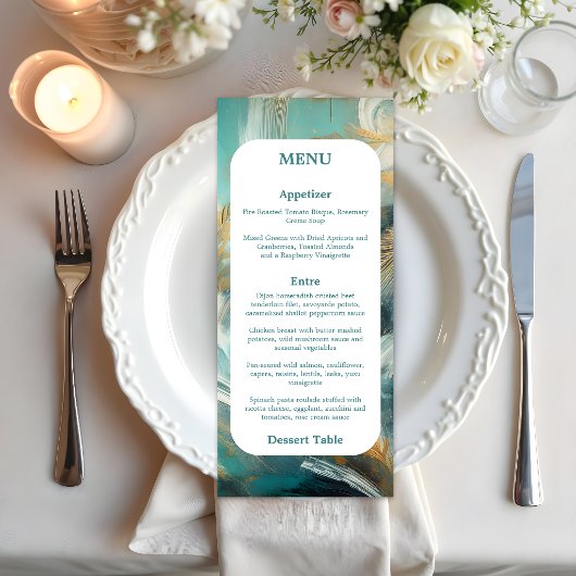 Luxe Turquoise en Gouden Kwaststreken Menu