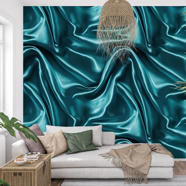Luxe turquoise fluwelen textuur behang (Luxury Turquoise Velvet Texture Wallpaper)