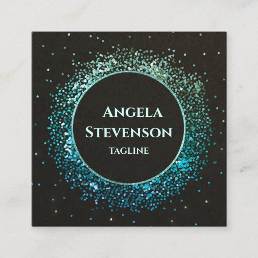 Luxe turquoise glitter Visitekaartje (Voorkant)
