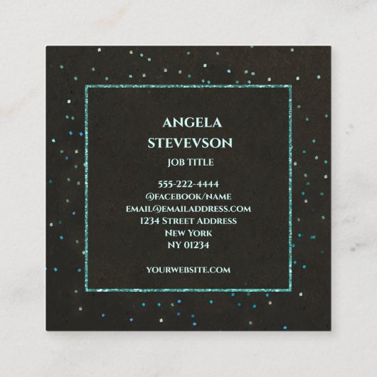 Luxe turquoise glitter Visitekaartje (Achterkant)