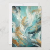 Luxe Turquoise Gold Brushstroke Wedding Kaart (Achterkant)