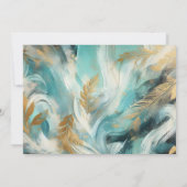 Luxe Turquoise Gold Brushstrokes Engagement Party Kaart (Achterkant)