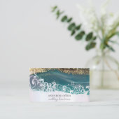 *~* Luxe Turquoise Goud Wit QR Agaat AP66 Glam Visitekaartje (Staand voorkant)
