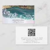 *~* Luxe Turquoise Goud Wit QR Agaat AP66 Glam Visitekaartje (Voorkant / Achterkant)