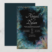 Luxe Turquoise Gouden Blad Hemels Bruidsframe Kaart (Voorkant / Achterkant)