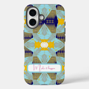Luxe Turquoise Gouden Blad Mandala iPhone 16 Hoesje