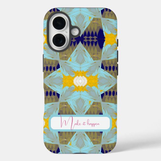 Luxe Turquoise Gouden Blad Mandala Case-Mate iPhone Case (Achterkant)