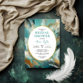 Luxe Turquoise Gouden Kwast Bruiloft Brunch Kaart