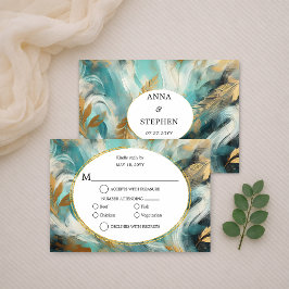 Luxe Turquoise Gouden Kwast RSVP Kaartje