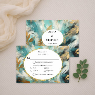 Luxe Turquoise Gouden Kwast RSVP Kaartje