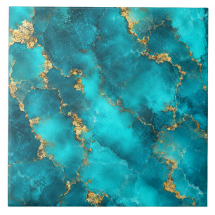 Luxe Turquoise Gouden Marmeren Keramische Tegel Tegeltje