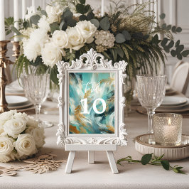 Luxe Turquoise Gouden Penseelstreken Kaart