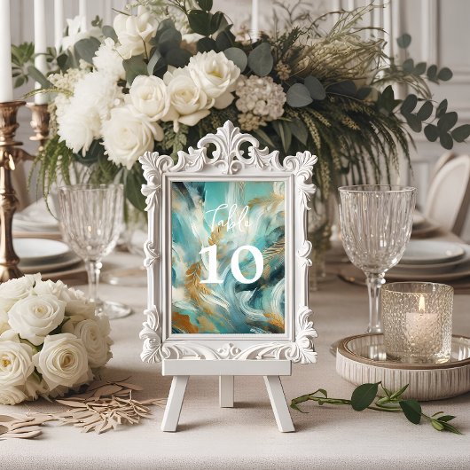 Luxe Turquoise Gouden Penseelstreken Kaart