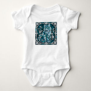 Luxe Turquoise Kristallen Kat Zilveren Frame Romper