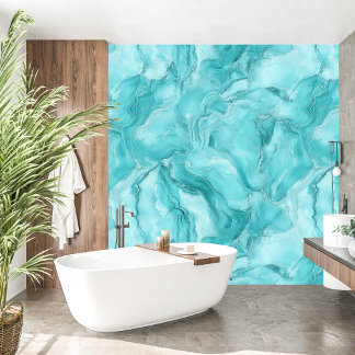 Luxe turquoise marmeren textuur Aqua Behang