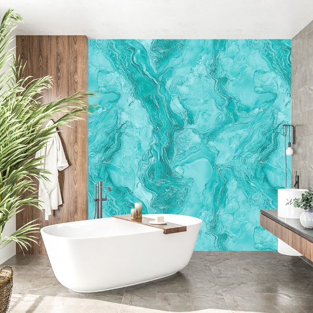 Luxe turquoise marmeren textuur behang (Luxury Turquoise Marble Texture Wallpaper)