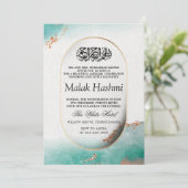 Luxe Turquoise Waterverf Islamitische Aqiqa Aqeeqa Kaart (Staand voorkant)