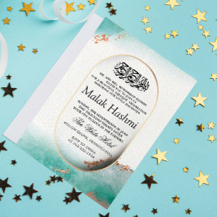 Luxe Turquoise Waterverf Islamitische Aqiqa Aqeeqa Kaart