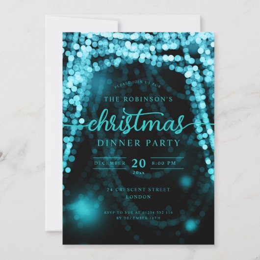 Luxe turquoise winterverlichting Kerstmis Kaart (Voorkant)