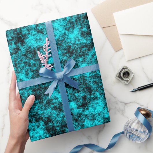 Luxe Turquoise & Zwarte Marmer Cadeaupapier (Geschenken)
