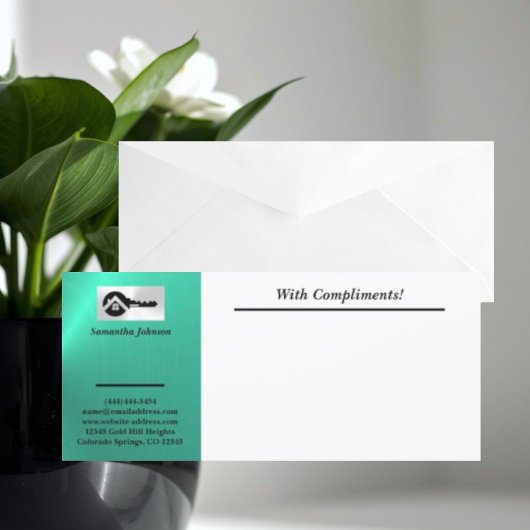 Luxe Turquoise Zwarte Sleutel Met Complimenten Sli