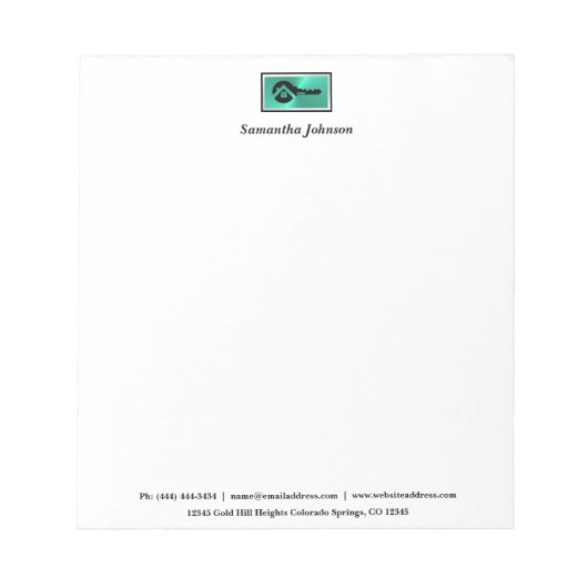 Luxe Turquoise & Zwarte Sleutel Onroerend Goed Notitieblok (Voorkant)