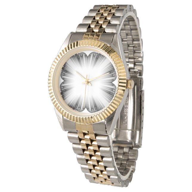 Luxe Tweekleurige Gouden en Zilveren Abstracte Bur Horloge (Gekanteld)