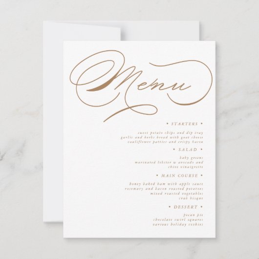 Luxe Typografie Bruiloft Menu Kaart (Voorkant)