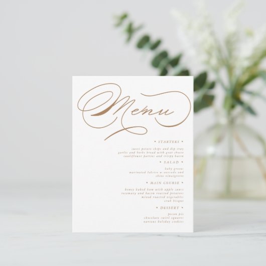 Luxe Typografie Bruiloft Menu Kaart (Staand voorkant)