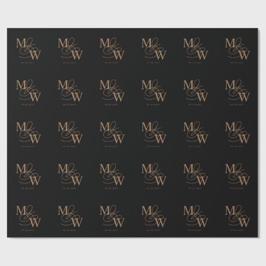 Luxe Typografie Bruiloft Monogram Cadeaupapier (Vlak)