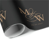 Luxe Typografie Bruiloft Monogram Cadeaupapier (Rol Hoek)