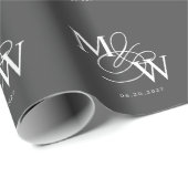 Luxe Typografie Bruiloft Monogram Cadeaupapier (Rol Hoek)