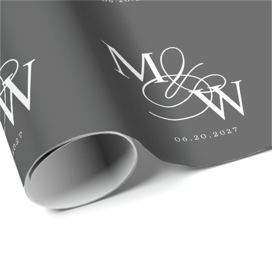 Luxe Typografie Bruiloft Monogram Cadeaupapier (Rol Hoek)