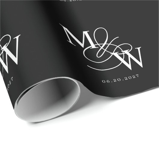 Luxe Typografie Bruiloft Monogram Cadeaupapier (Rol Hoek)