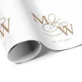 Luxe Typografie Bruiloft Monogram Cadeaupapier (Rol Hoek)