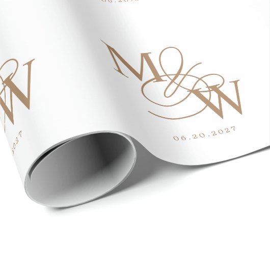 Luxe Typografie Bruiloft Monogram Cadeaupapier (Rol Hoek)