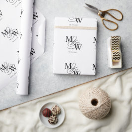 Luxe Typografie Bruiloft Monogram Cadeaupapier