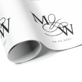 Luxe Typografie Bruiloft Monogram Cadeaupapier (Rol Hoek)