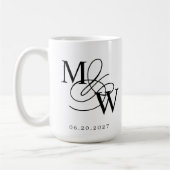 Luxe Typografie Bruiloft Monogram Koffiemok (Links)