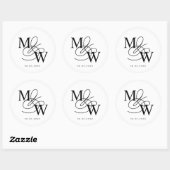 Luxe Typografie Bruiloft Monogram Ronde Sticker (Vel)