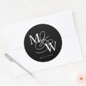 Luxe Typografie Bruiloft Monogram Ronde Sticker (Envelop)