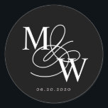 Luxe Typografie Bruiloft Monogram Ronde Sticker<br><div class="desc">Ons "Luxurious Typography" collectie is voorzien van een prachtig aangepast kalligrafie script met voldoende wervelingen in faux folie van verschillende kleuren, samen met bijpassende dubbele folie rand. Al uw script voor de aanpassing is in elegant serif lettertype. U kunt ervoor kiezen om faux folie kleuren te mixen en matchen voor...</div>