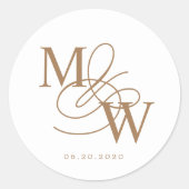 Luxe Typografie Bruiloft Monogram Ronde Sticker (Voorkant)