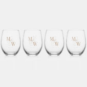 Luxe Typografie Bruiloft Monogram Wijnglas Zonder Voet (Voorkant)
