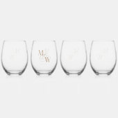 Luxe Typografie Bruiloft Monogram Wijnglas Zonder Voet (Achterkant)