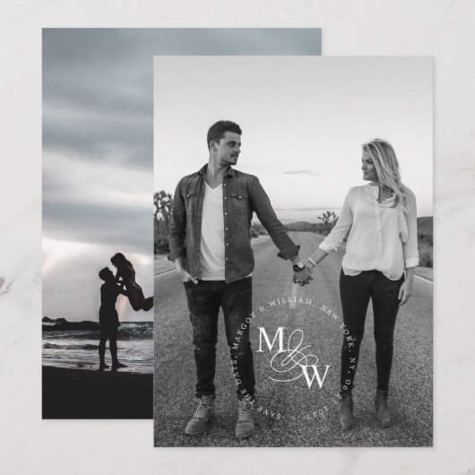 Luxe Typografie Bruiloft Save the Date Aankondiging (Voorkant / Achterkant)