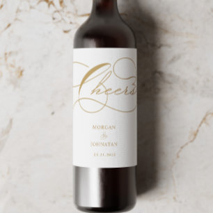 Luxe typografie bruiloft wijn etiket